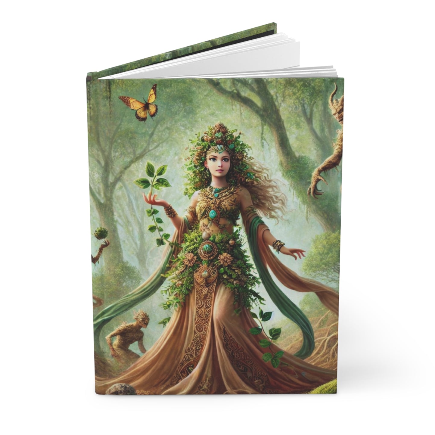Enchanted Forest Nature Goddess Hardcover Journal – Matte Woodland Fantasy Notebook