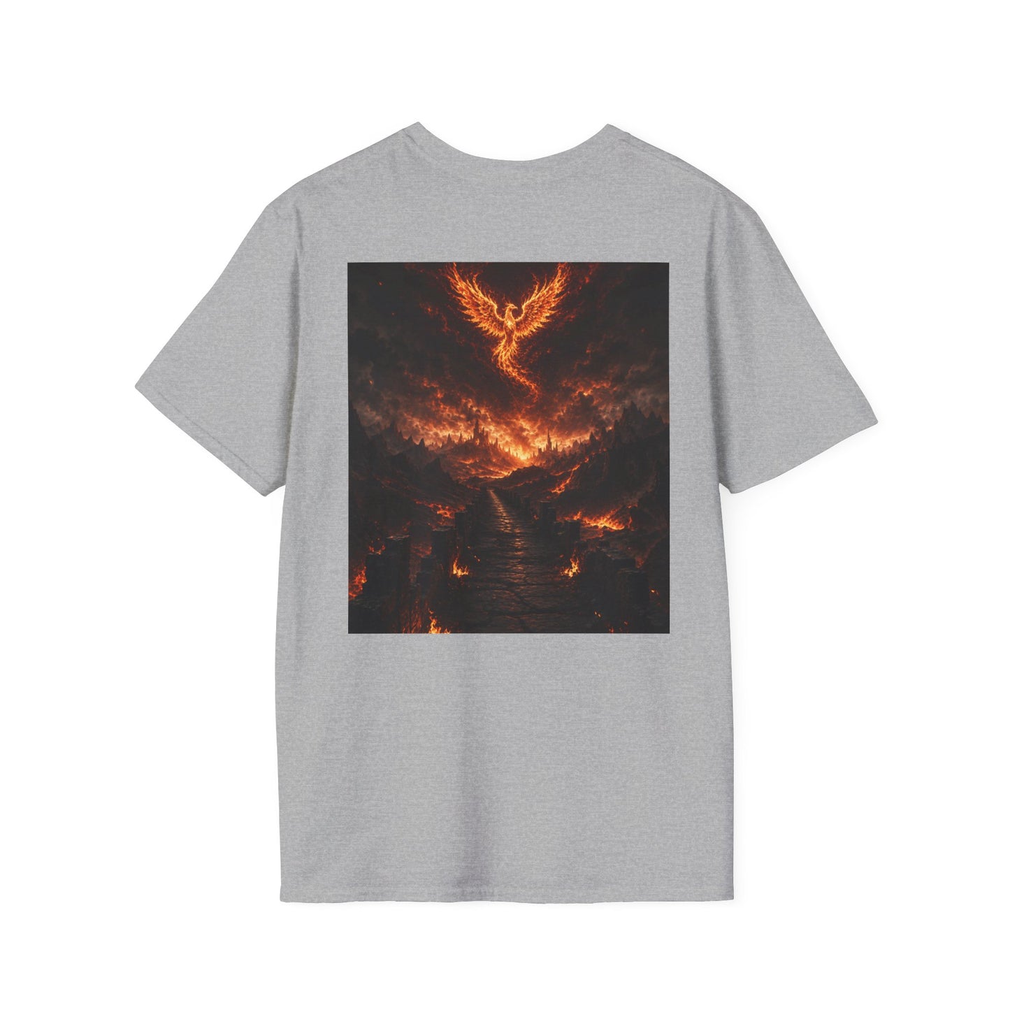 Unisex Softstyle T-Shirt – Blazing Fire Angel with Fiery Wings