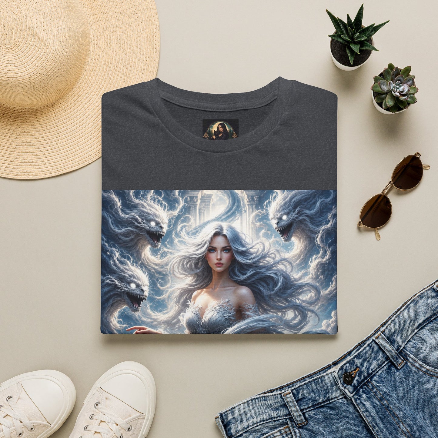 Air Goddess Surrounded by Celestial Wind Spirits Unisex Softstyle T-Shirt