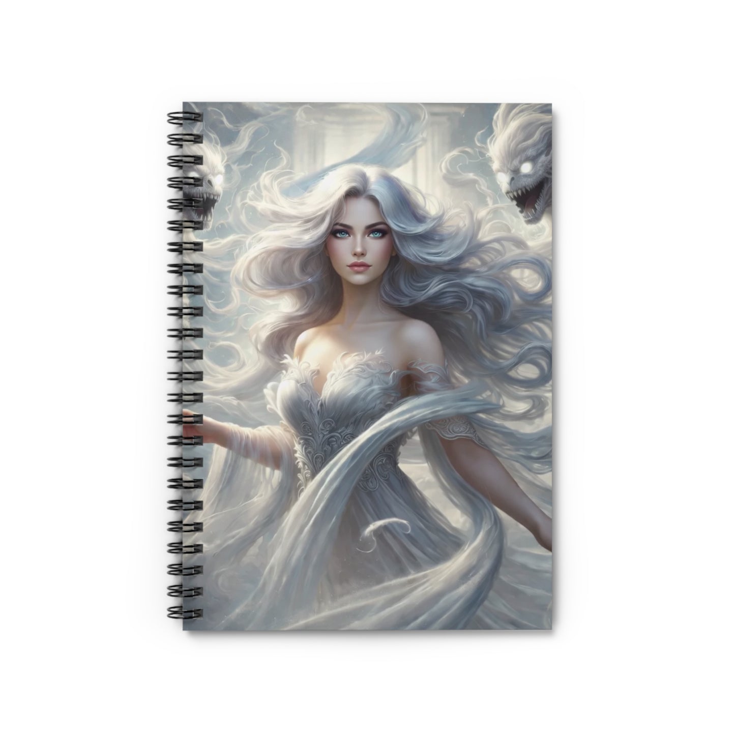 Air Goddess Spiral Notebook — 'Air Goddess' Surrounded by Air Demons Ruled Journal