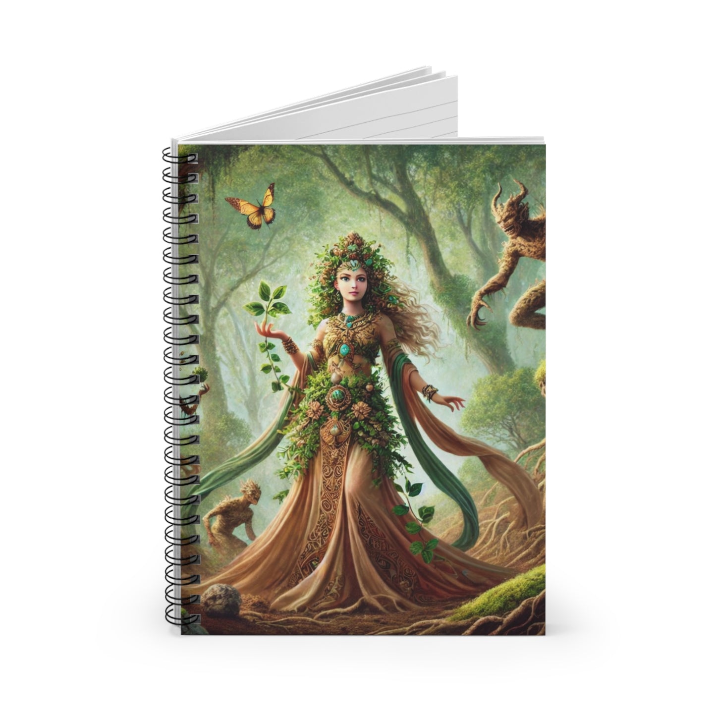 Earth Goddess Spiral Notebook — 'Earth Goddess Surrounded by Earth Demons' Ruled Journal