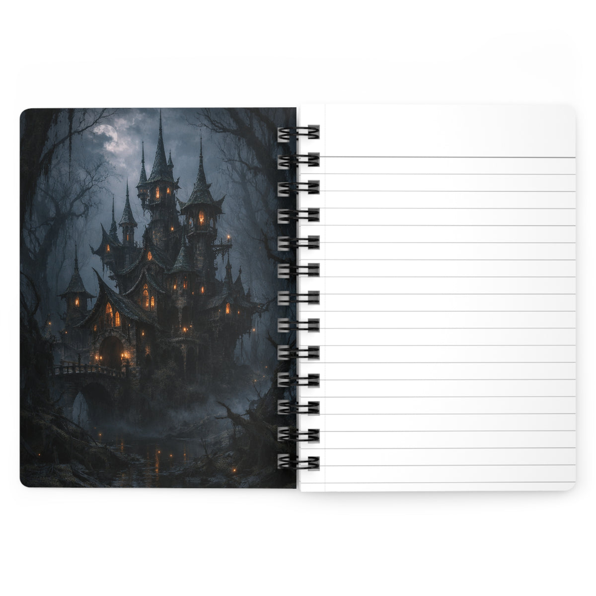 Spiral Bound Journal – Gothic Moonlit Castle in an Enchanted Forest